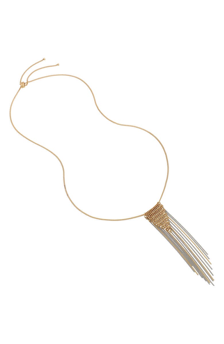 AllSaints Mixed Metal Fringe Pendant Necklace, Alternate, color, Gold