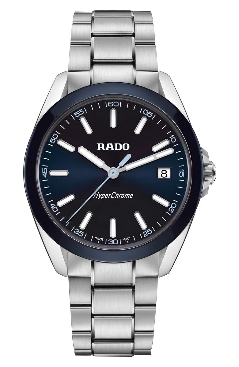 RADO HyperChrome Bracelet Watch, 41.5mm, Main, color, Navy