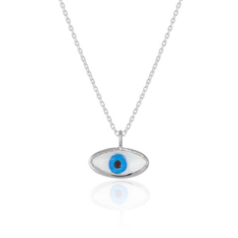 Transparent Glass Evil Eye Sterling Silver Necklace