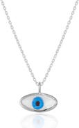 Spero London Transparent Glass Evil Eye Sterling Silver Necklace