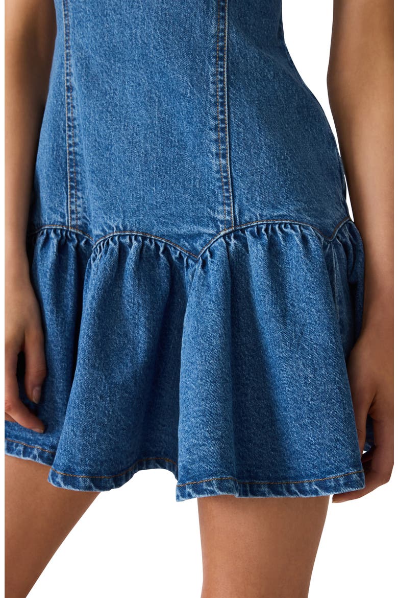 Igga Stretch Cotton Tiered Denim Minidress, Alternate, color, IMPERIAL BLUE