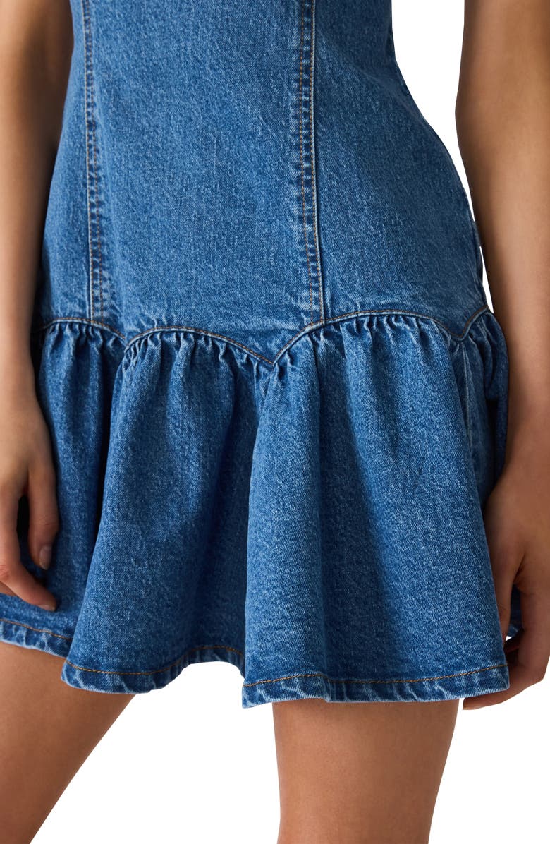 Steve Madden Igga Stretch Cotton Tiered Denim Minidress, Alternate, color, Imperial Blue