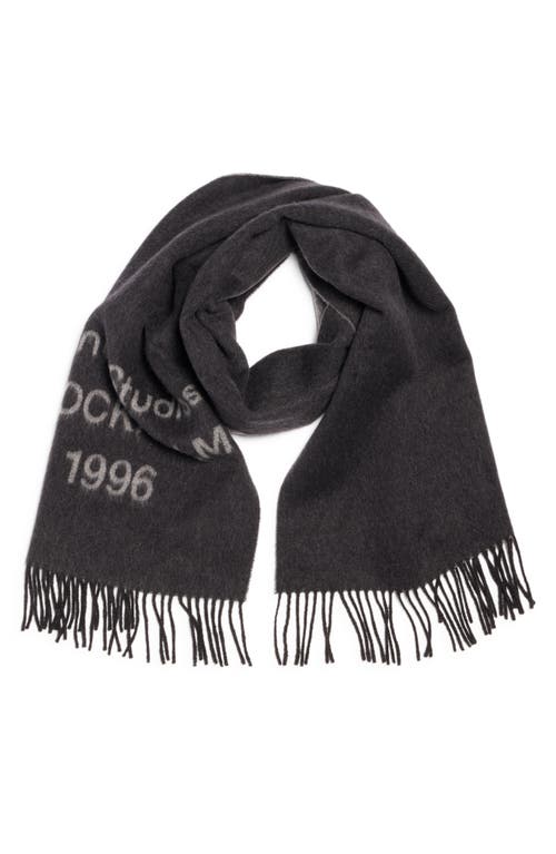 Acne Studios 1996 Logo Jacquard Double Face Wool Fringe Scarf In Multi