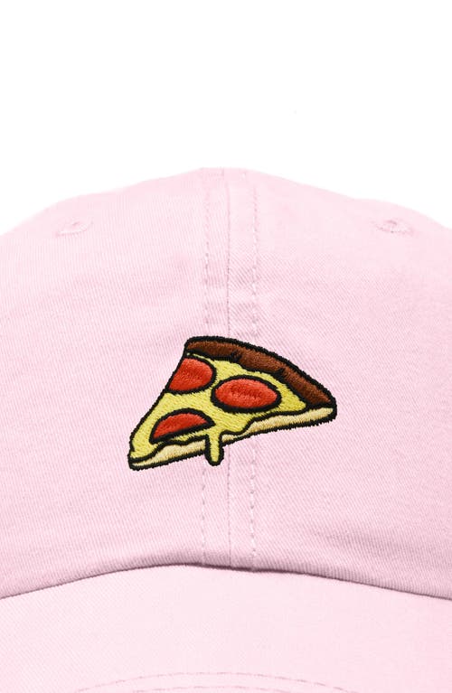Dalix Pizza Slice Embroidered Dad Hat In Washed Pink