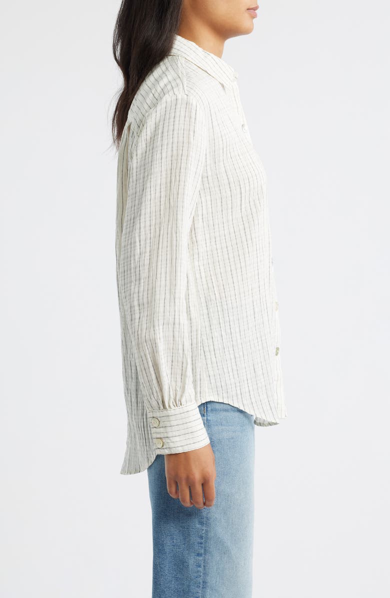 Bella Dahl Stripe Boyfriend Shirt, Alternate, color, Ecru/ Black Pinstripe