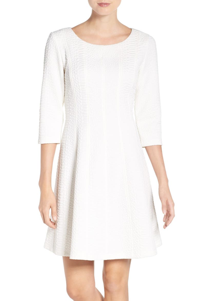 Jacquard Knit Fit & Flare Dress, Main, color, IVORY