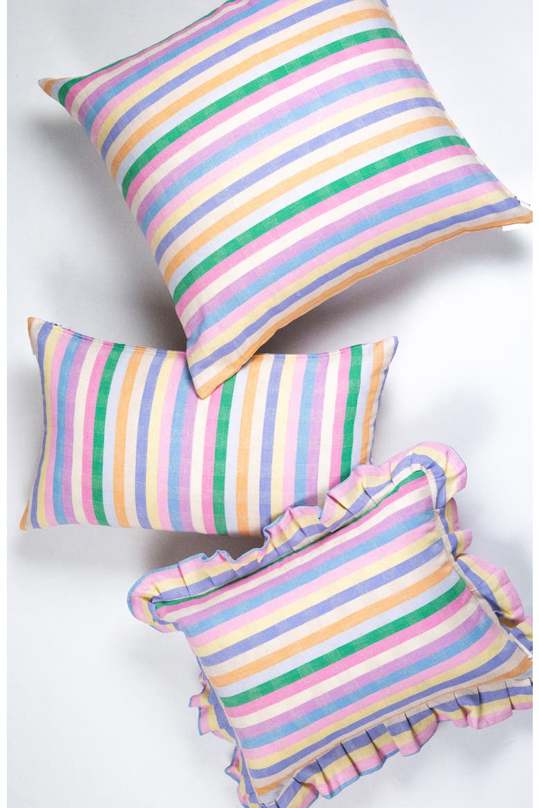 Handwoven Classic Striped Square Cotton Throw Pillow", Alternate, color, Multi