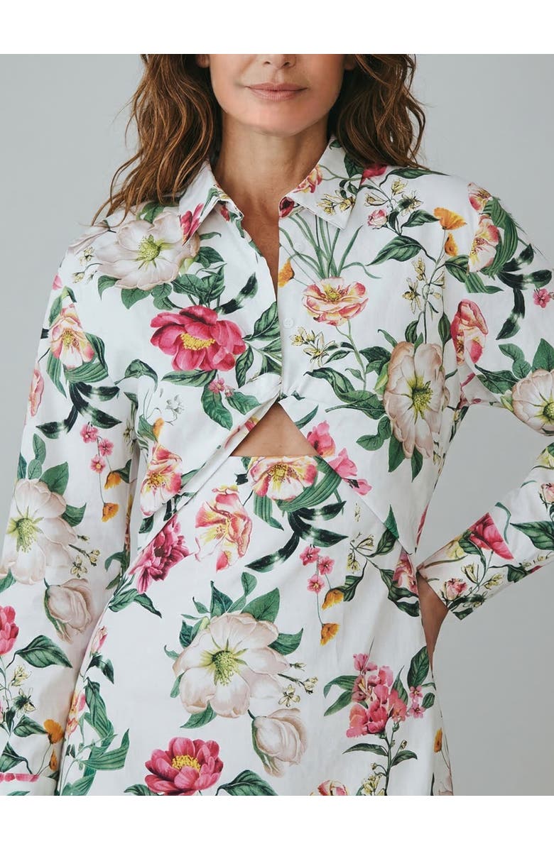 RACHEL Rachel Roy Patton Long Sleeve Poplin Mini Dress, Alternate, color, Eggshell Blossom