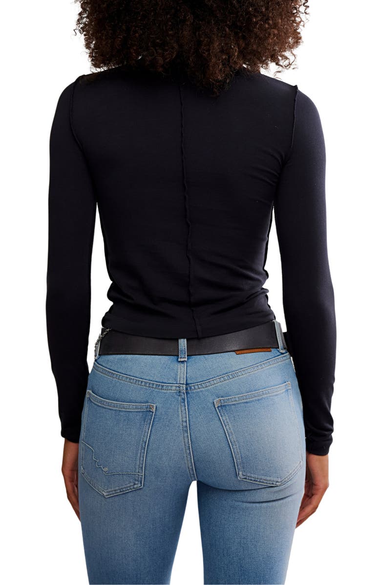 Free People Kenzie Funnel Neck Stretch Cotton Top, Alternate, color, Black