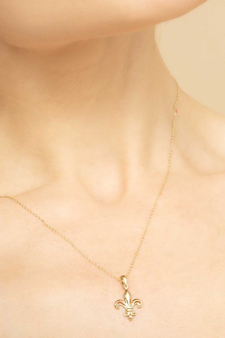 14K Yellow Gold Fleur De Lis Pendant Necklace, Alternate, color, Yellow Gold