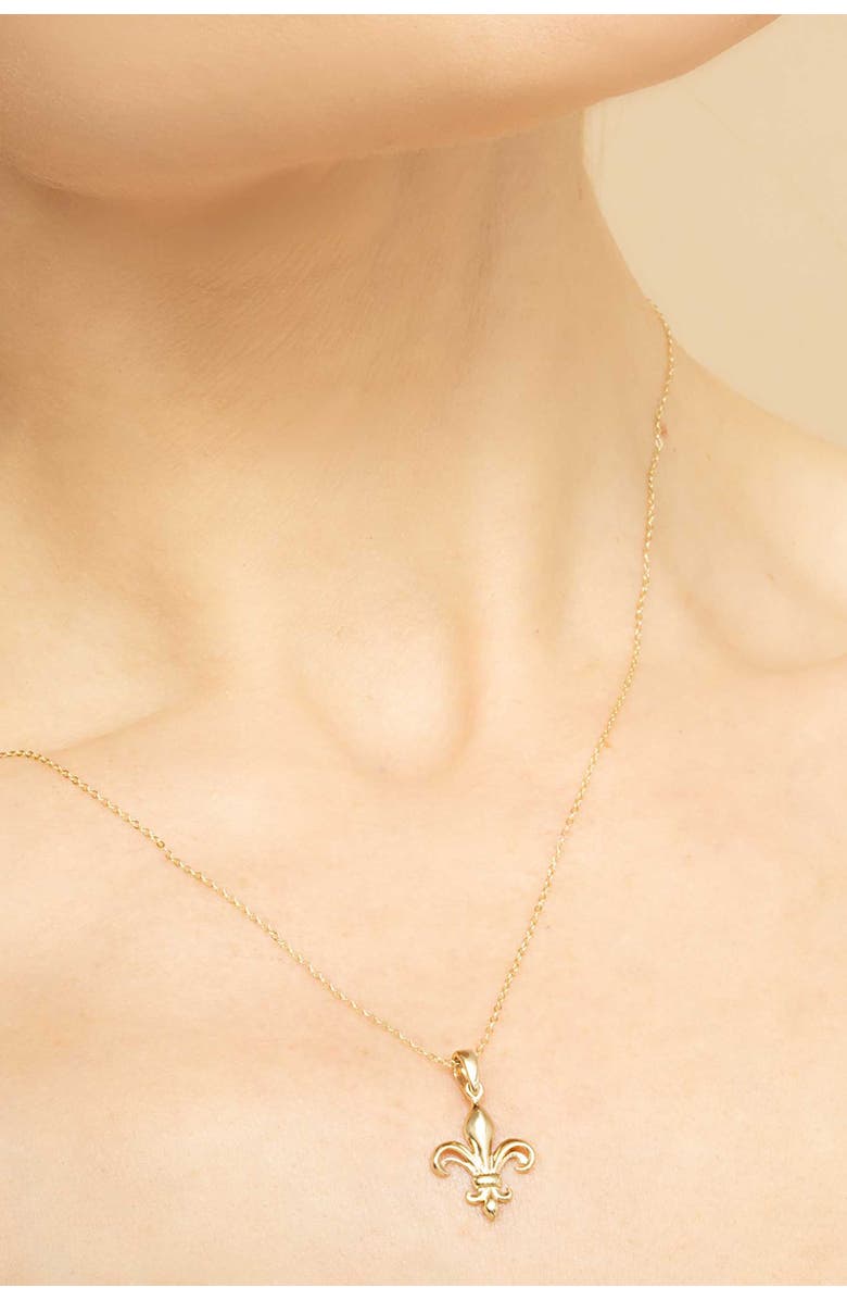 Oradina 14K Yellow Gold Fleur De Lis Pendant Necklace, Alternate, color, Yellow Gold