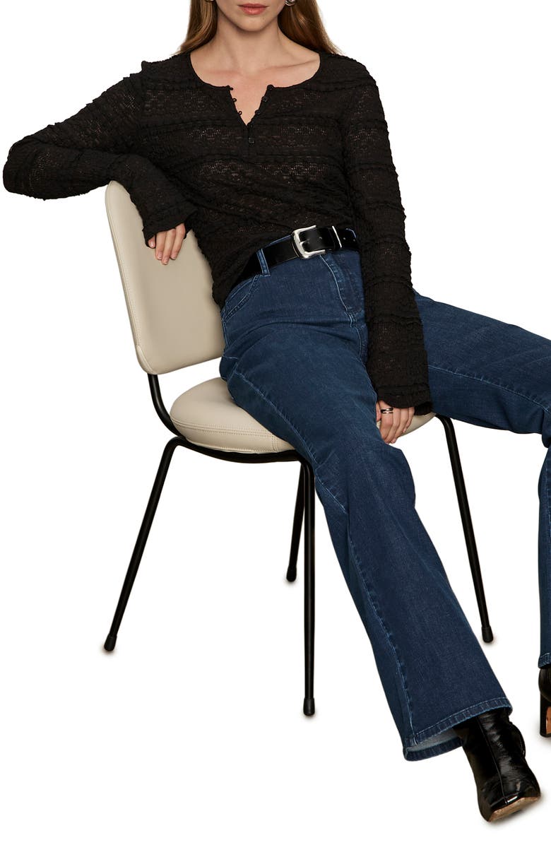 Sanctuary Lovely Lace Henley, Alternate, color, Black