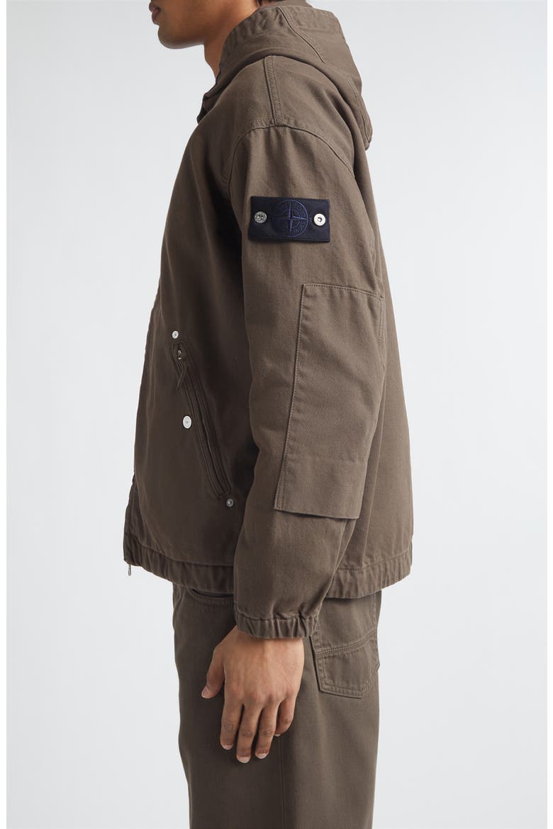 Short Cotton Twill Parka, Alternate, color, UMBER