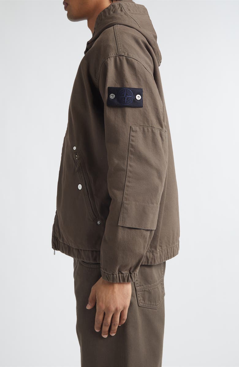 Stone Island Short Cotton Twill Parka, Alternate, color, Umber
