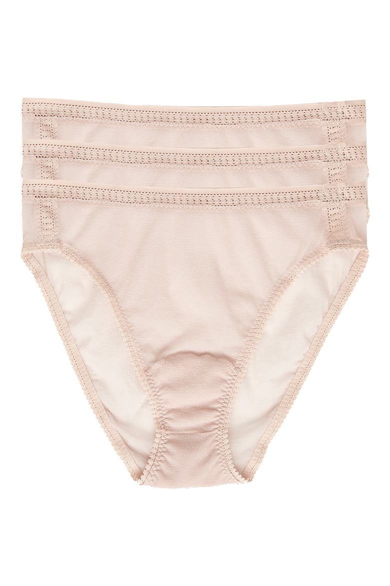 3-Pack Mesh High Cut Briefs, Main, color, CHAMPAGNE