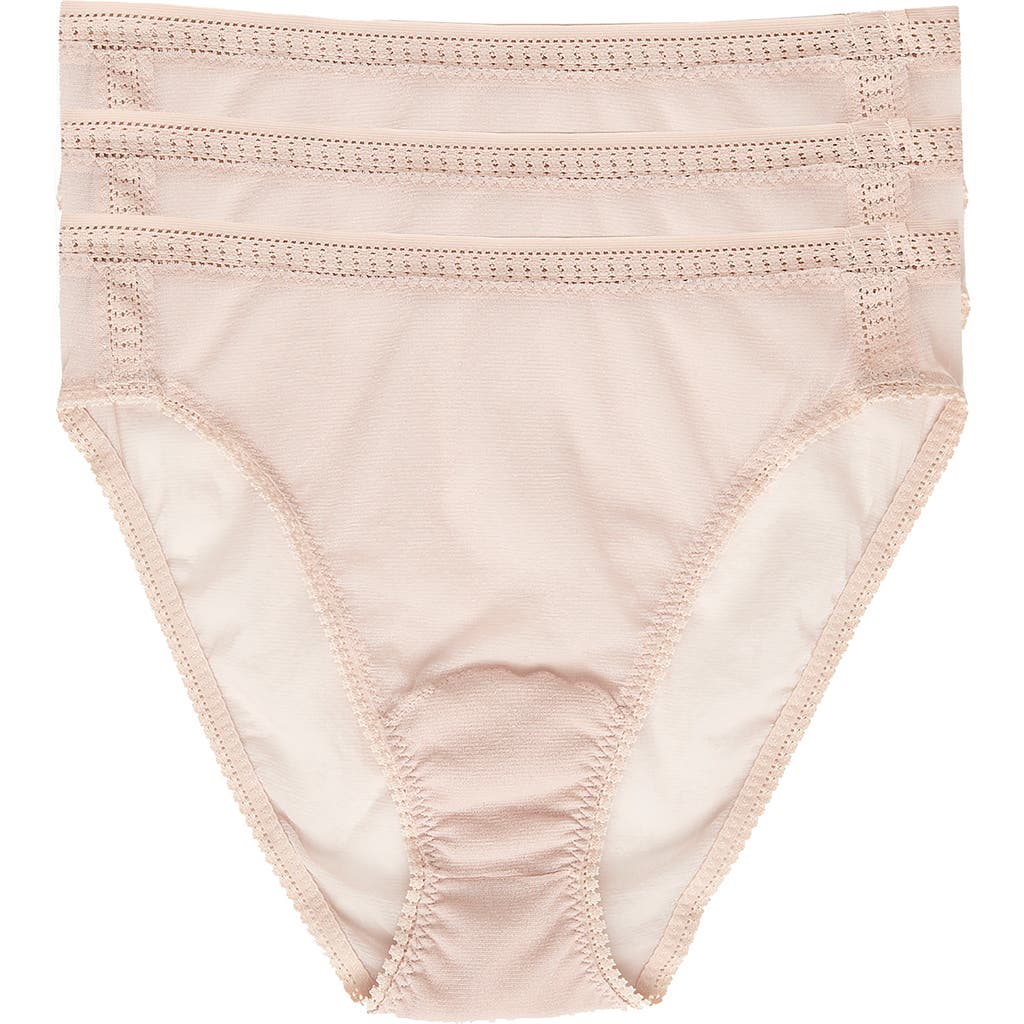On Gossamer 3-Pack Mesh High Cut Briefs in Champagne at Nordstrom, Size Large