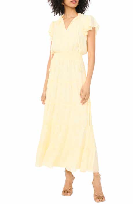 1.STATE Smocked Neck Tiered Maxi Dress