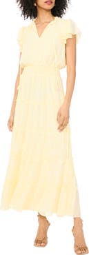 1.STATE Smocked Neck Tiered Maxi Dress