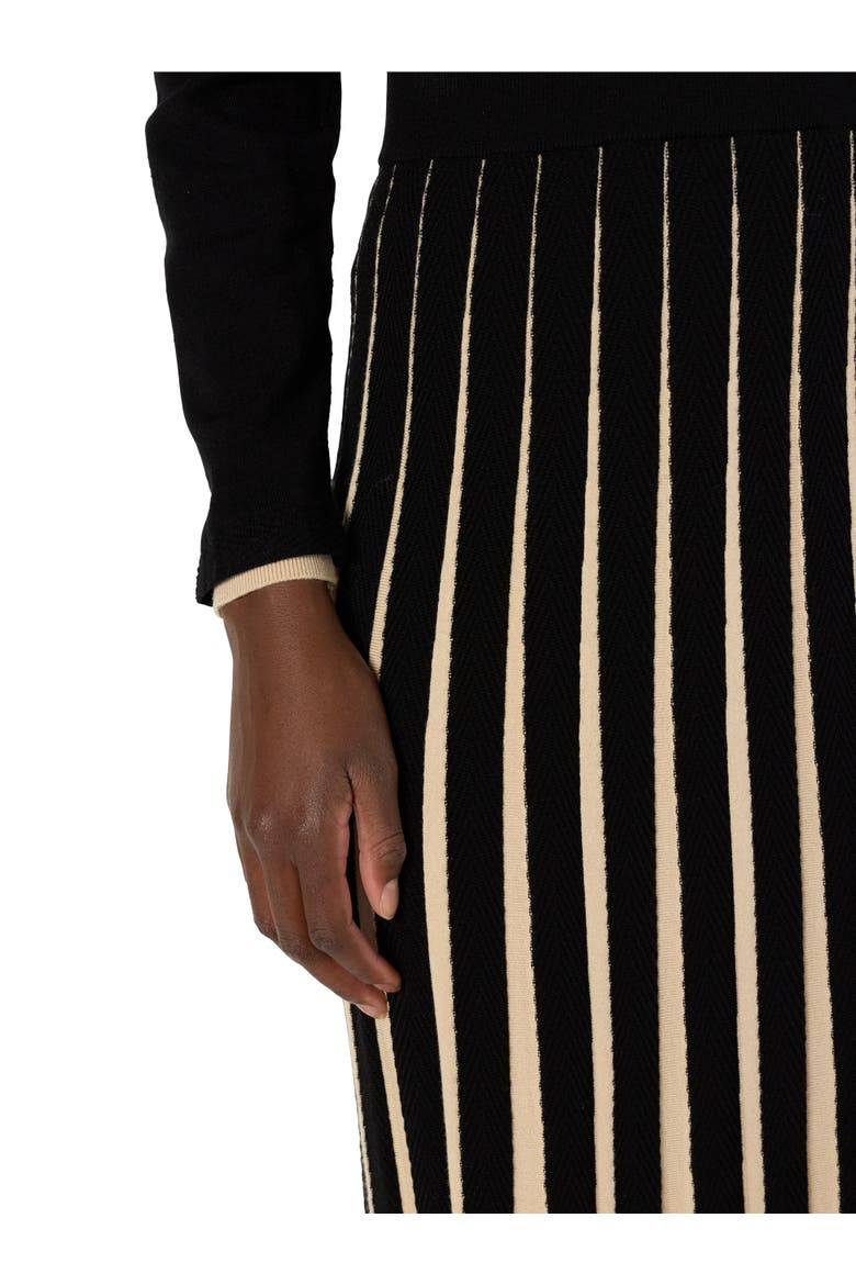 Bibiane Two Tone Pleated Knit Midi Skirt, Alternate, color, Black
