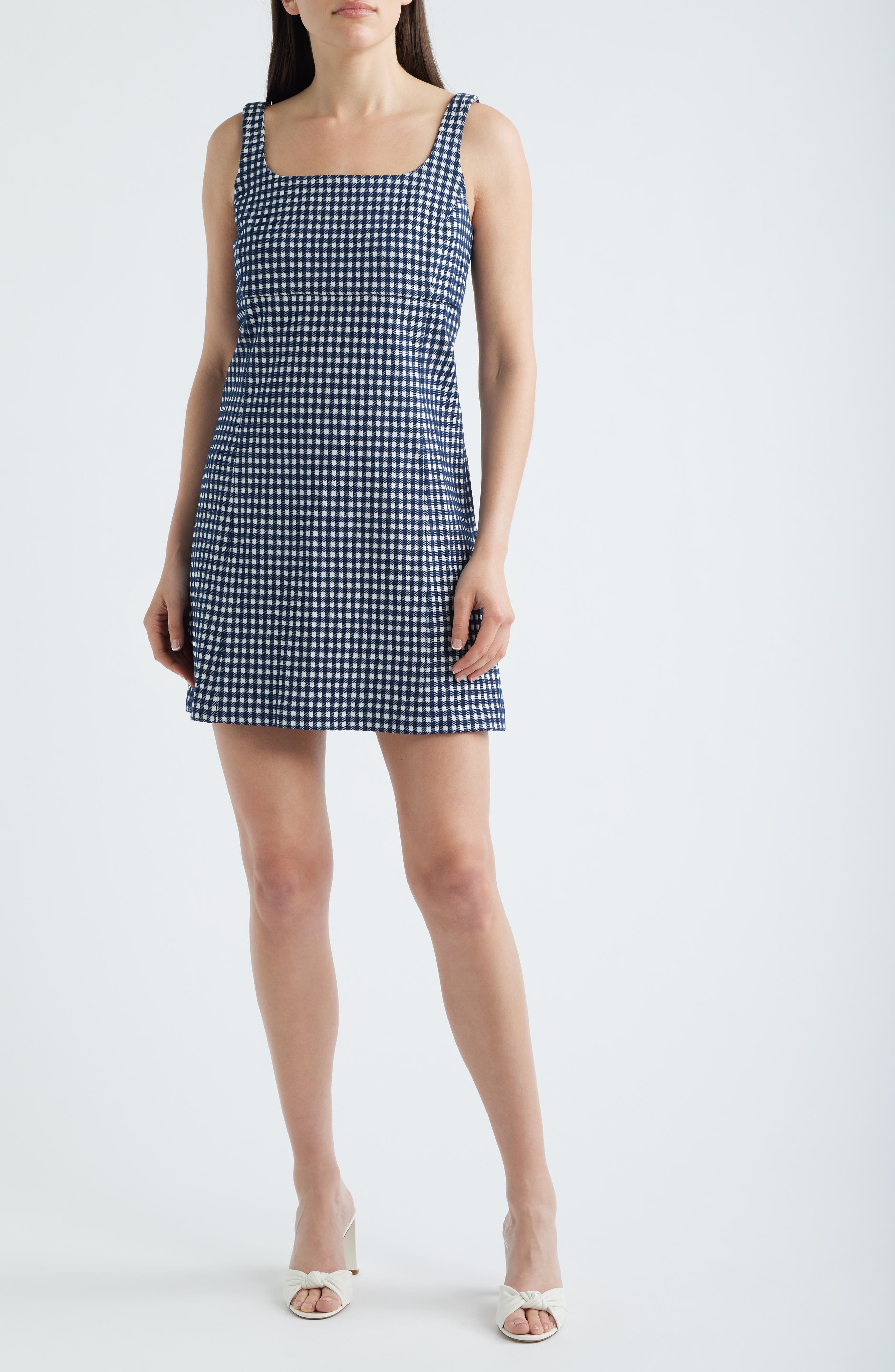 Ponte Jacquard Square Neck Mini Dress