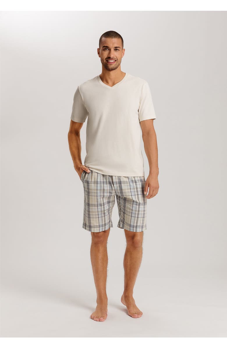 Hanro Night And Day Drawstring Cotton Shorts, Alternate, color, Gentle Check