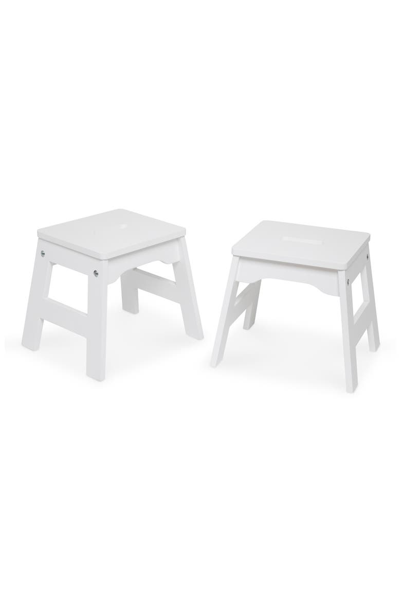 Set of 2 Wooden Stools, Main, color, WHITE