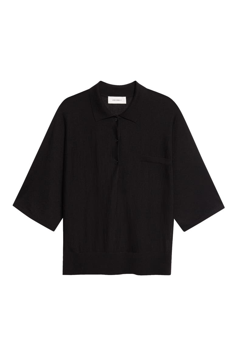 Norie Cashmere Polo Sweater, Alternate, color, BLACK