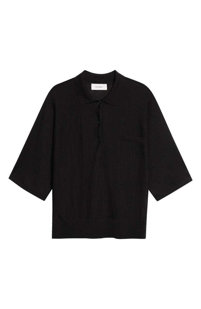Lisa Yang Norie Cashmere Polo Sweater, Main, color, Black