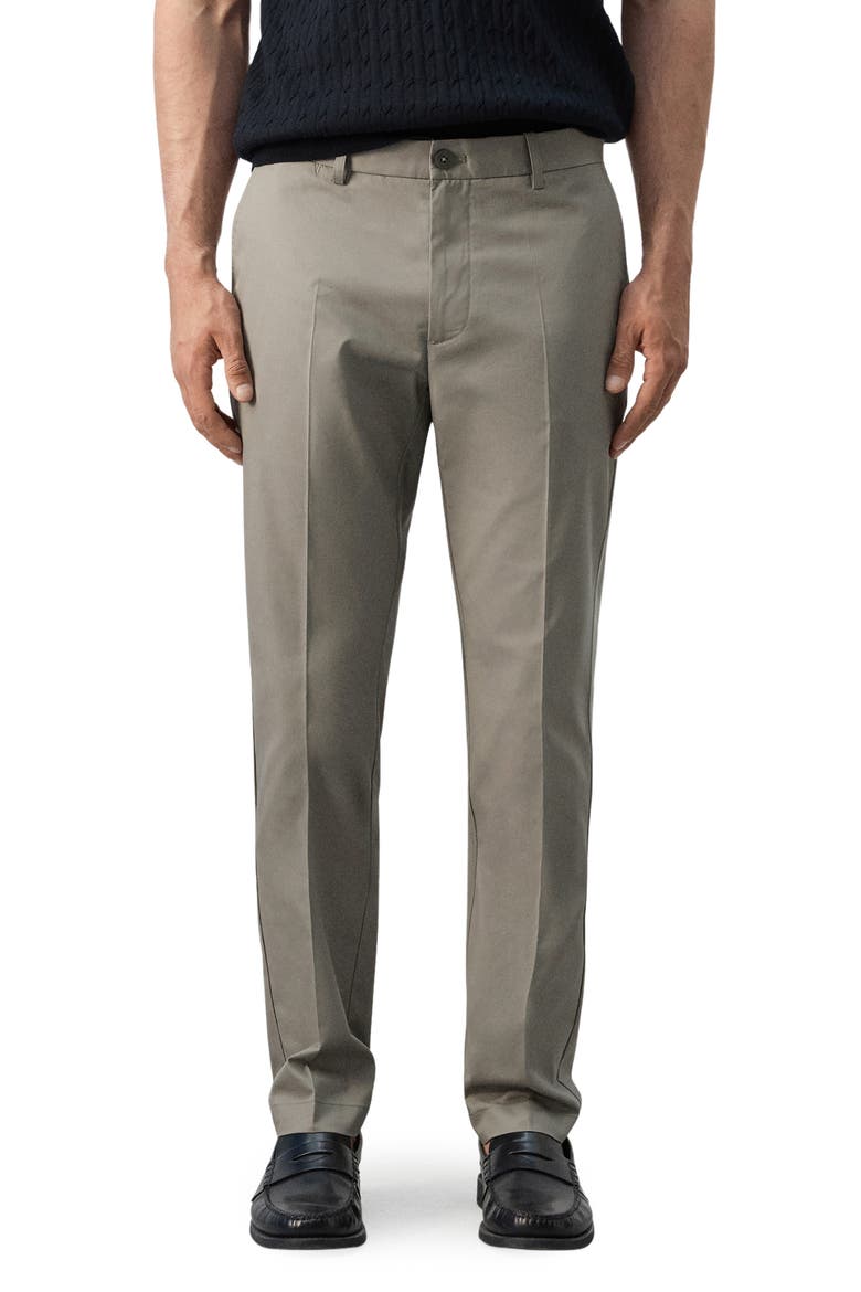 Slim Fit Flat Front Cotton Twill Pants, Main, color, BEIGE