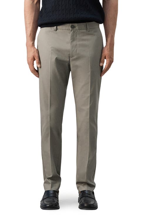Slim Fit Flat Front Cotton Twill Pants