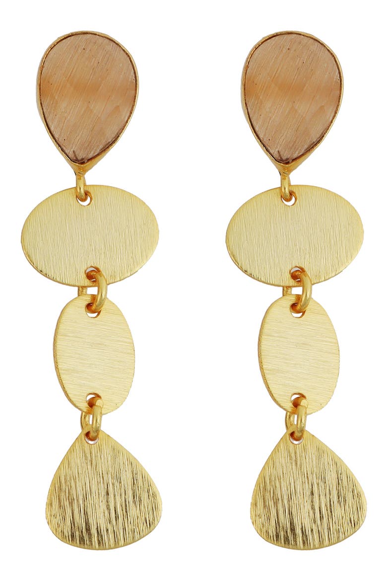Stone Linear Drop Earrings, Main, color, PEACH