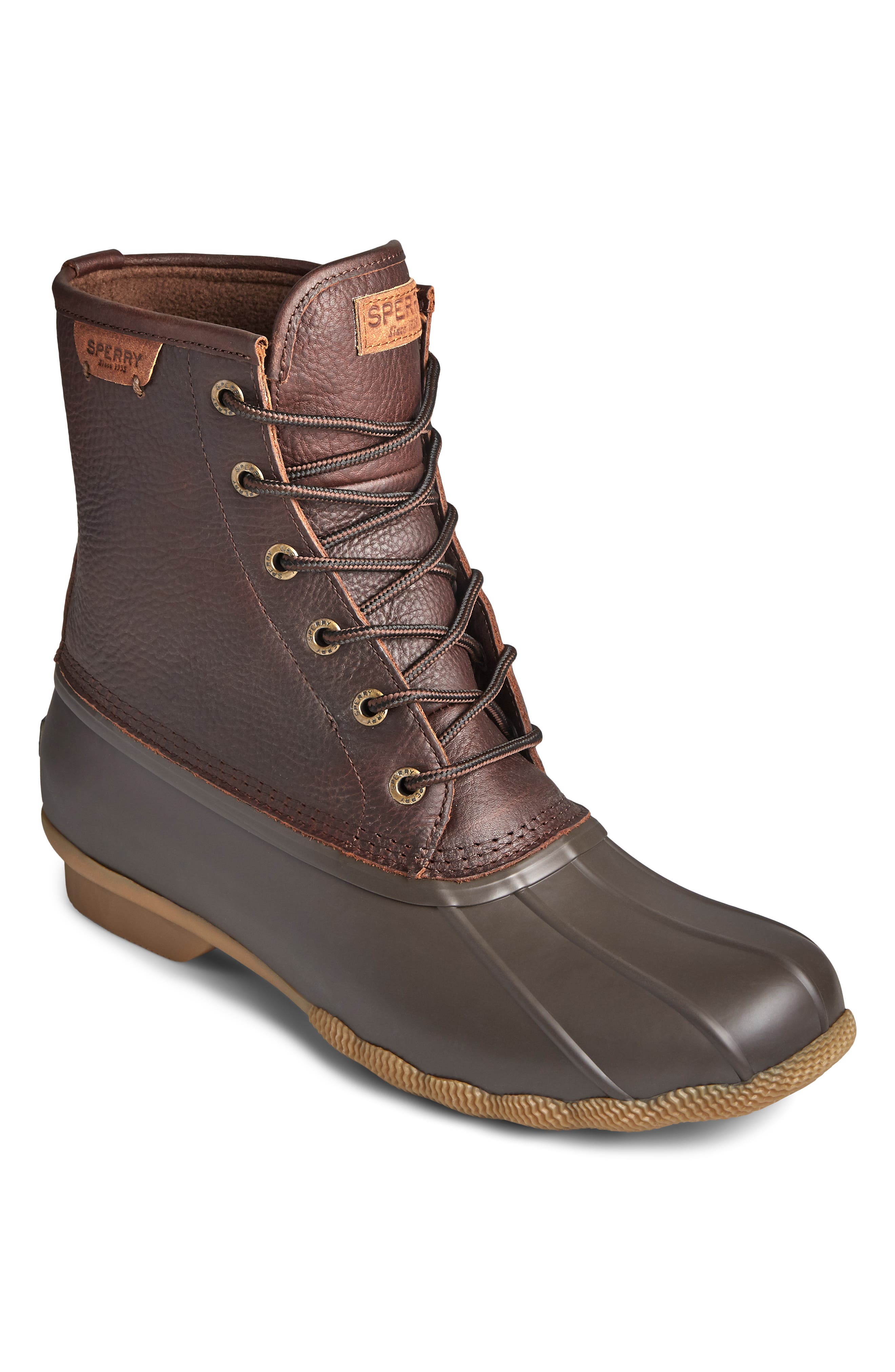 Saltwater Duck Waterproof Rain Boot, Main, color, TAN/ BROWN
