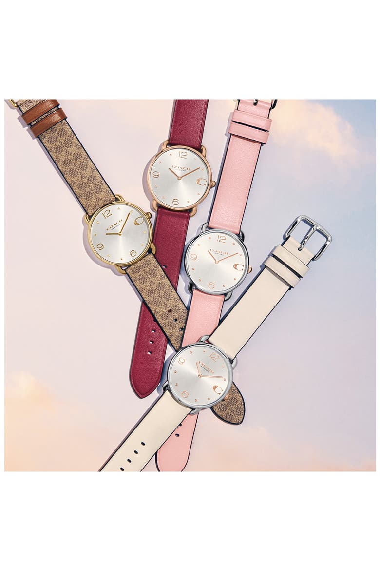 Elliot Snake Print Leather Strap Watch, 36mm, Alternate, color, SILVER WHITE