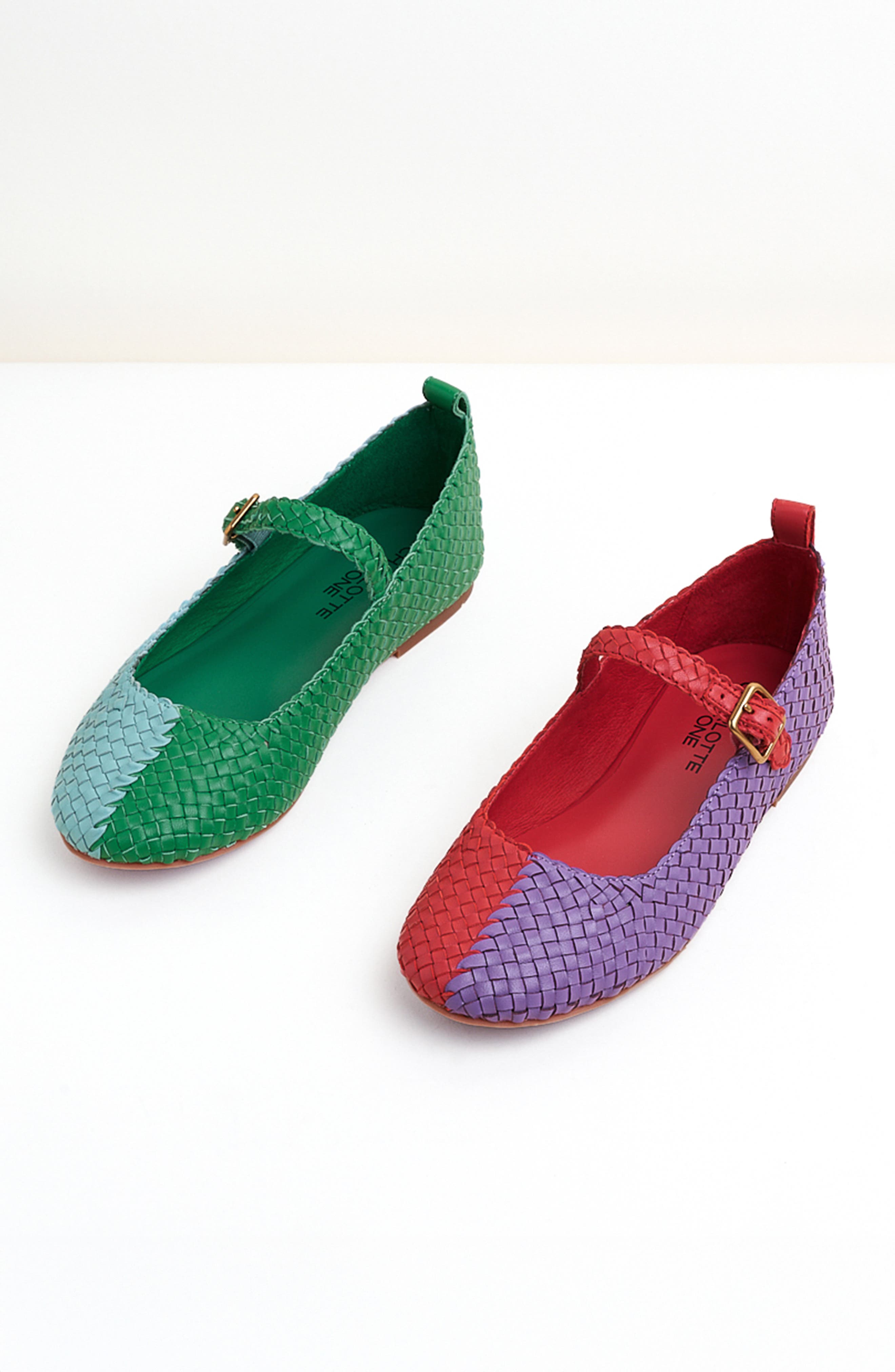 Charlotte Stone Raleigh Mismatch Woven Mary Jane Flat, Main, color, 