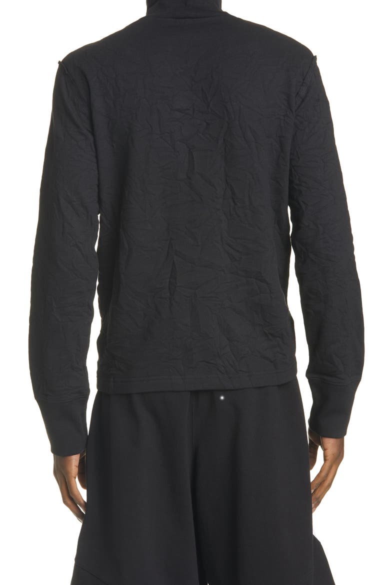 Mock Neck Wrinkled Fleece Top, Alternate, color, BLACK