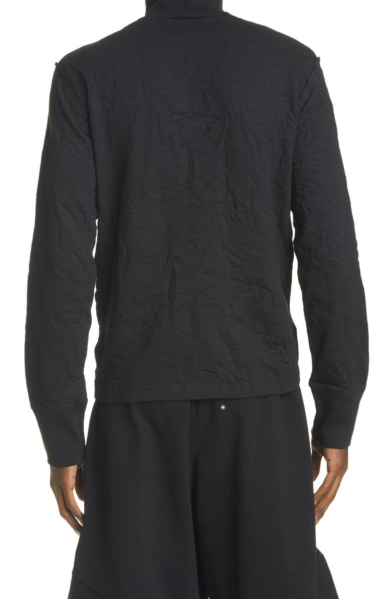 Balenciaga Mock Neck Wrinkled Fleece Top, Alternate, color,
