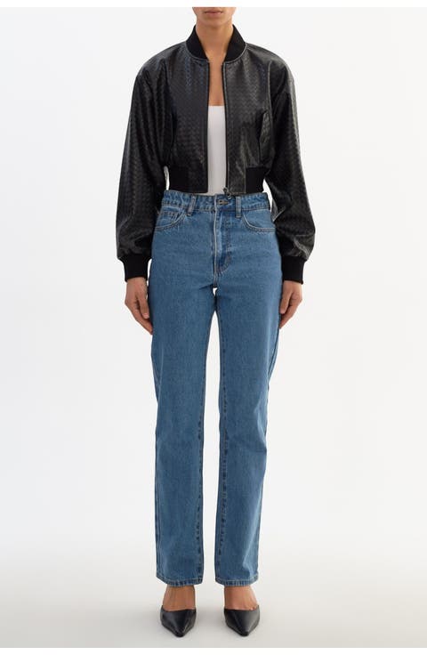 Evelin W | Cropped Woven Bomber Jacket