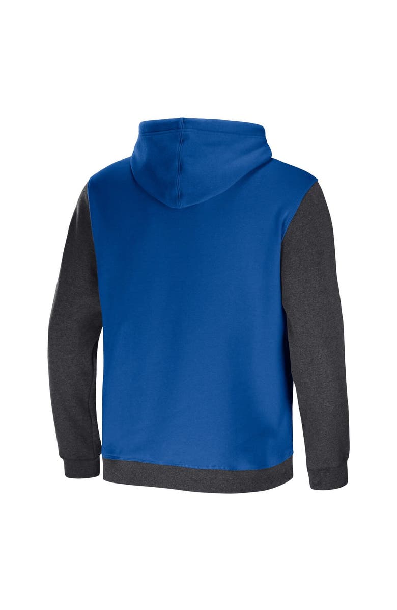 NFL X DARIUS RUCKER Men's NFL x Darius Rucker Collection by Fanatics Royal/Heather Charcoal Los Angeles Rams Colorblock Pullover Hoodie, Alternate, color, 