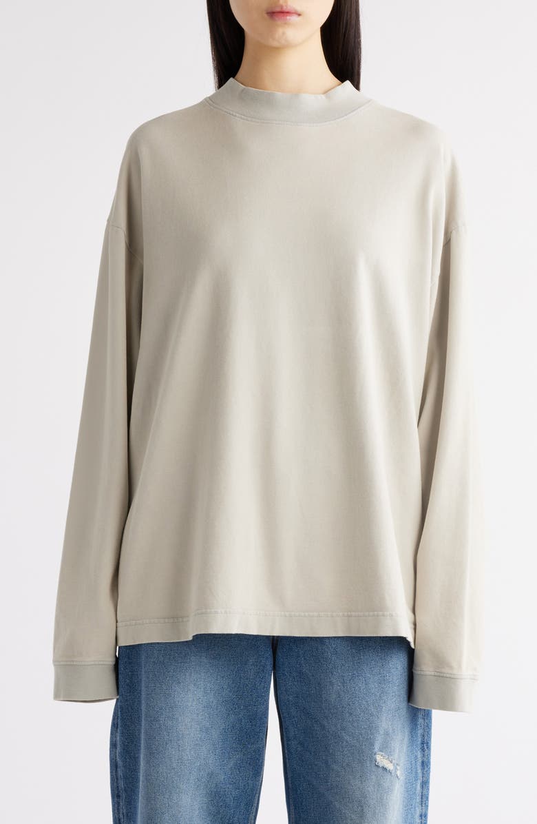 Acne Studios Enick Mock Neck Cotton Sweatshirt, Main, color, Bright Grey