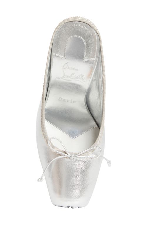 Christian Louboutin Cassia Square Toe Mule Pump In Silver