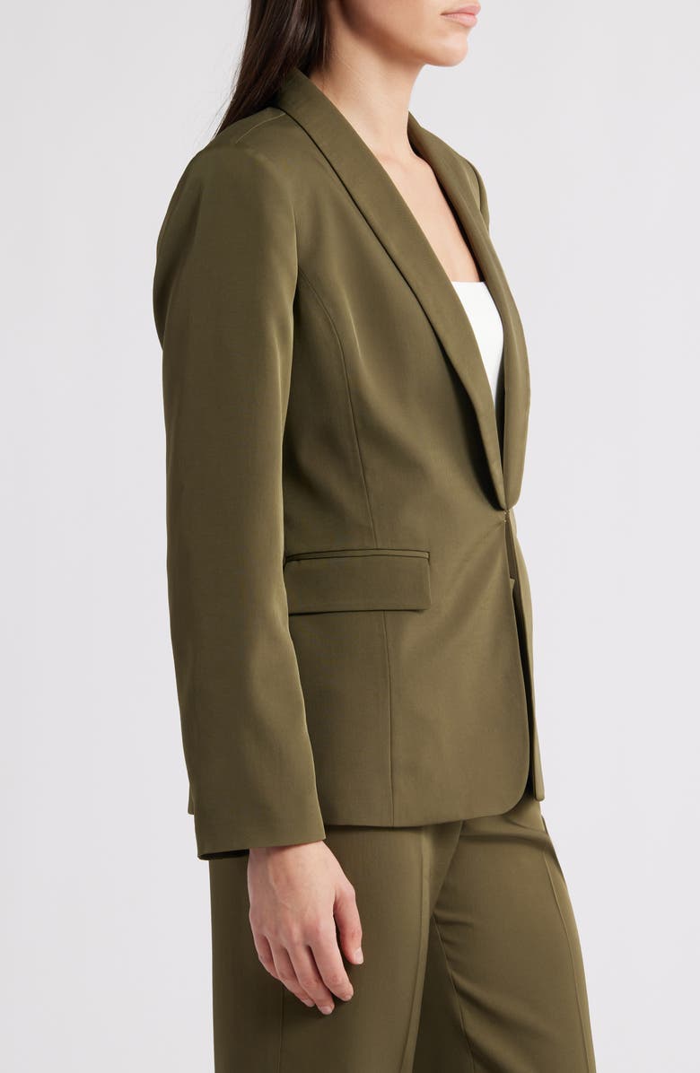 Tahari ASL Brushed Woven One-Button Blazer, Alternate, color, Olive