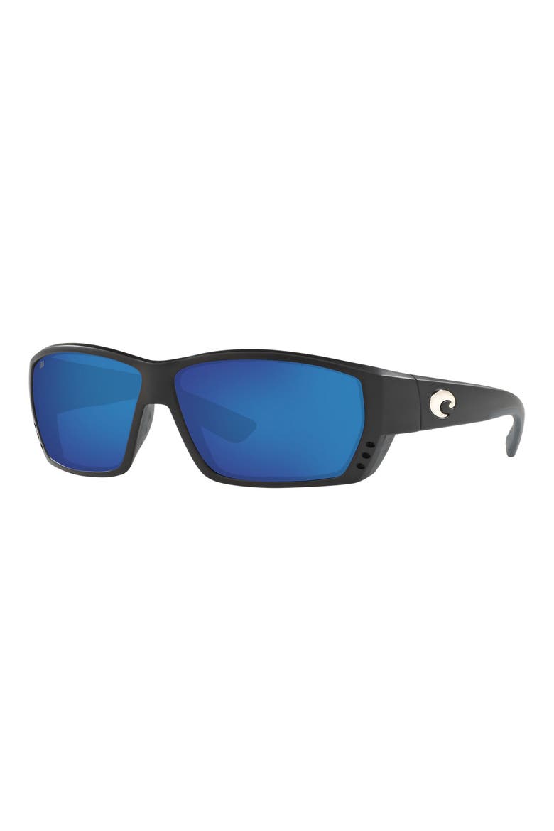 62mm Polarized Oversize Rectangular Sunglasses, Alternate, color, BLACKOUT/ BLUE MIRROR 580P