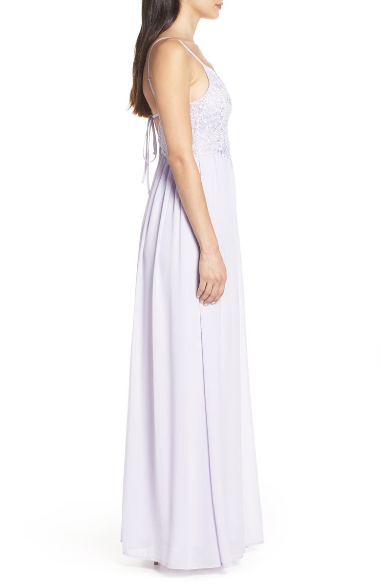 Lulus Back Tie Chiffon Evening Dress, Alternate, color,