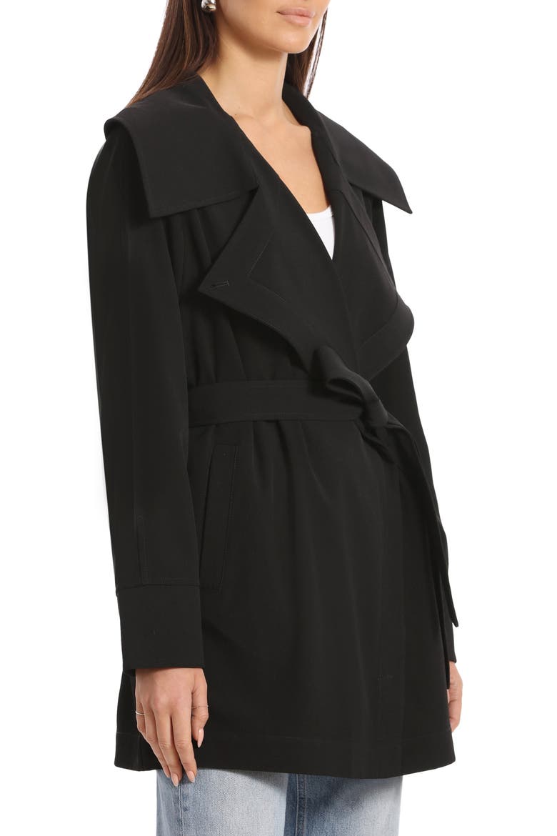 Drape Trench Coat, Alternate, color, BLACK