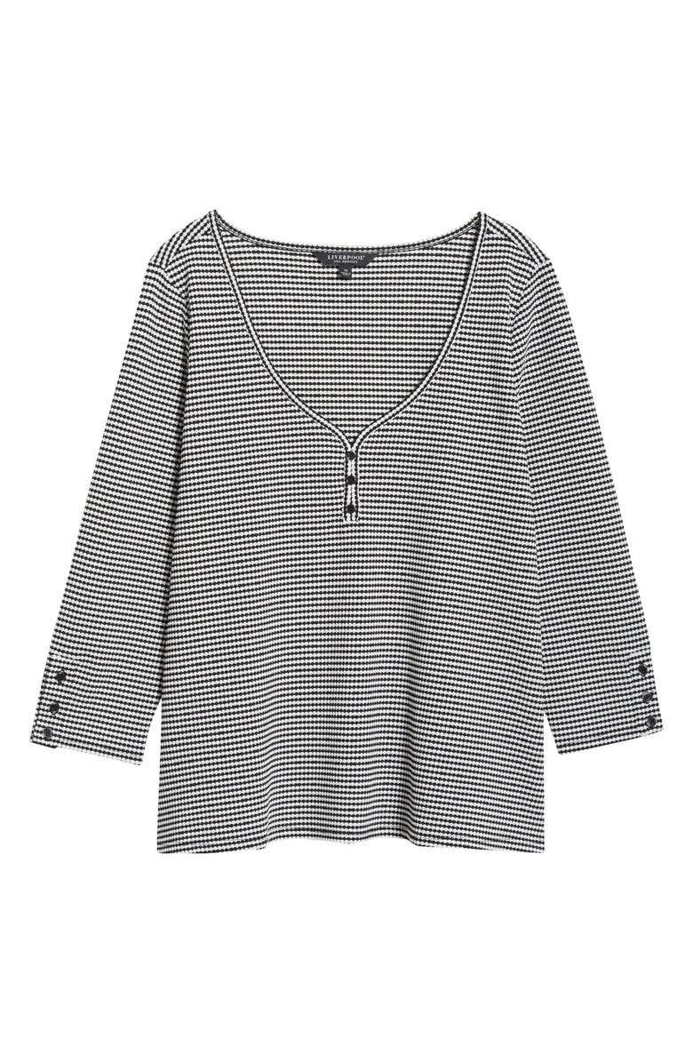 Liverpool Print Henley Top, Alternate, color, Black/ White Nov Stripe