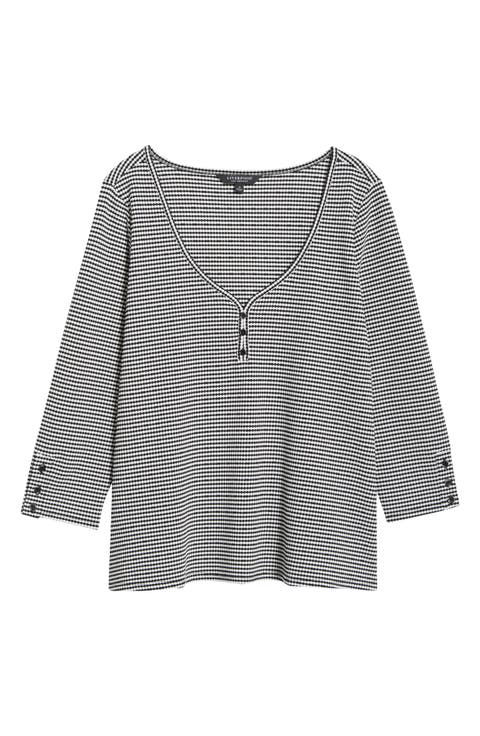 Print Henley Top (Plus)