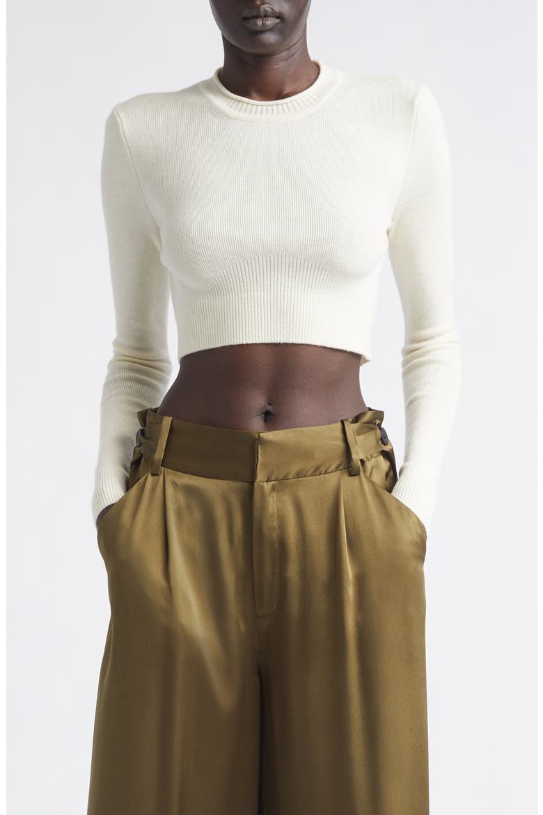 Crop Merino Wool Sweater, Main, color, IVORY