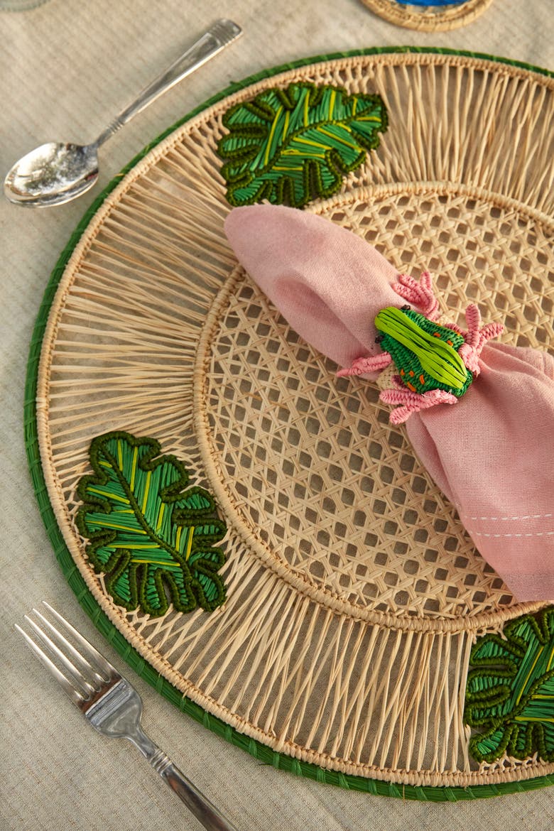 Leaves 3D Placemat - Set of 2, Alternate, color, Green