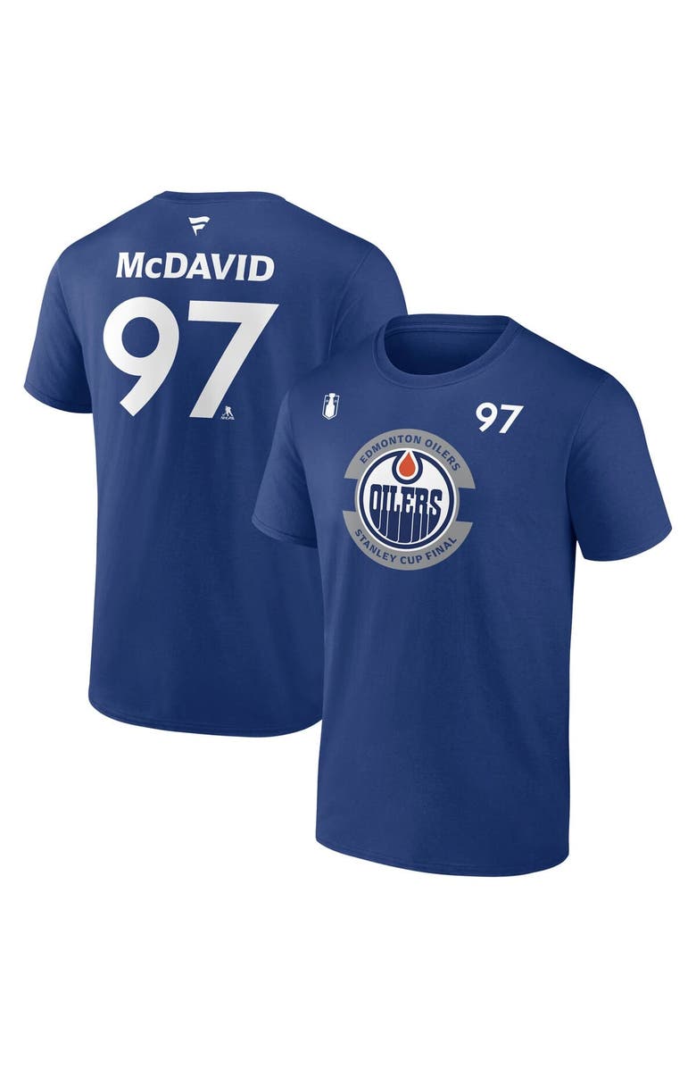 FANATICS Men's Fanatics Connor McDavid Royal Edmonton Oilers 2025 Stanley Cup Final Name & Number T-Shirt, Main, color, 