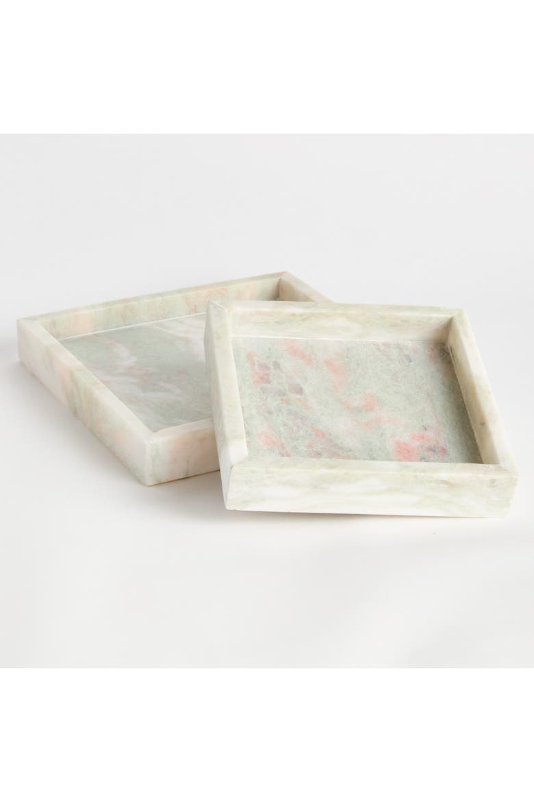 Johanna Green Marble Square Marble Trays Small Set of 2, Alternate, color, Green